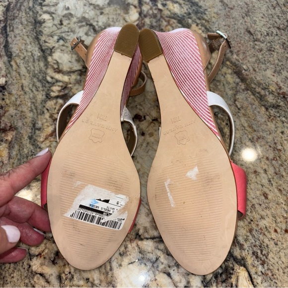 Ann Taylor Pink and White Wedge Sandals - Picture 8 of 10